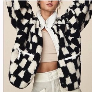 Free People Sherpa Jacket Hit the Slopes Checkered